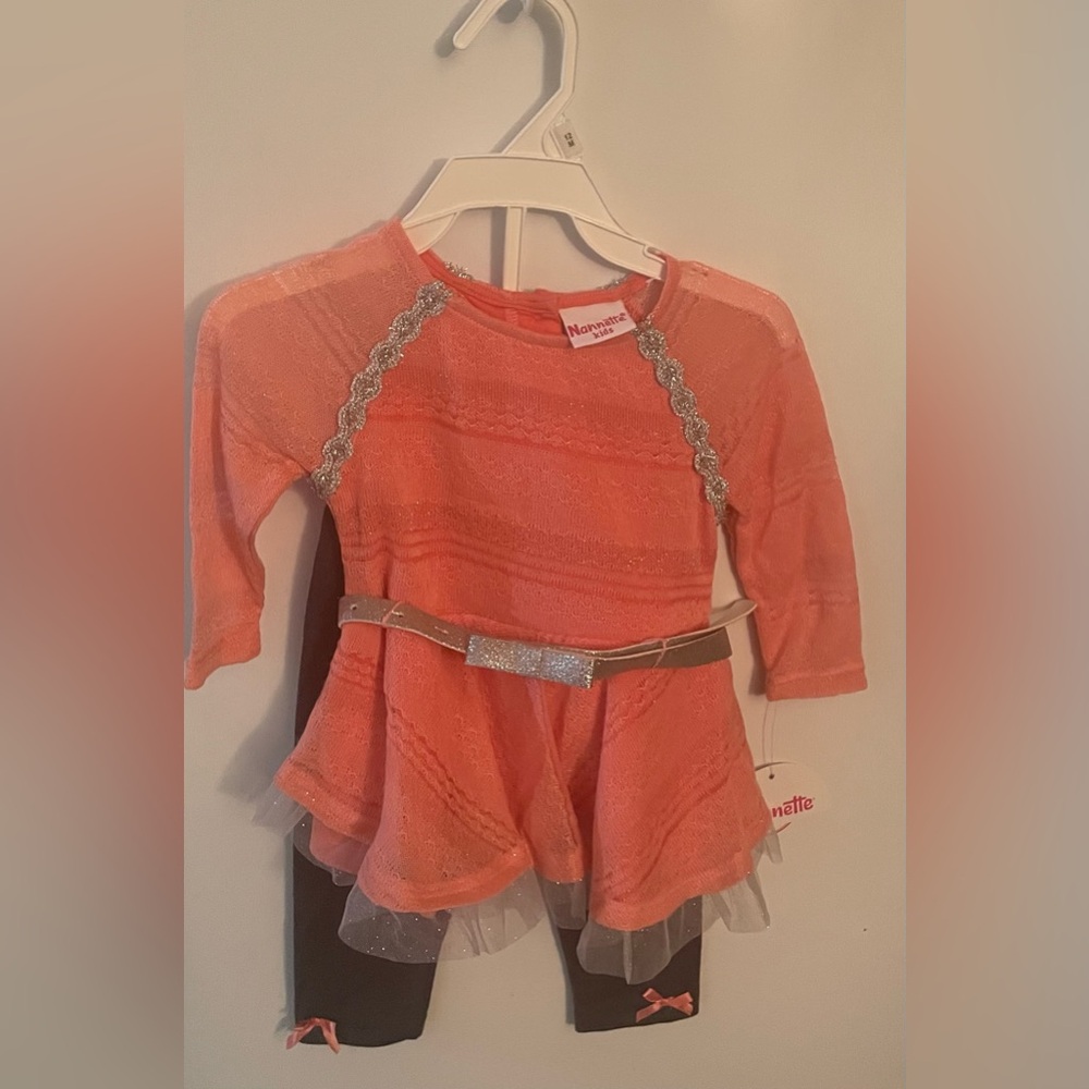 Nannette Kids NWT’s Coral Dress with Matching Pants Size 12 Months